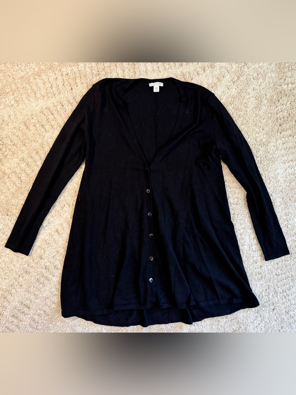 J.Jill solid black long sleeve button front v-neck cardigan - size XS.